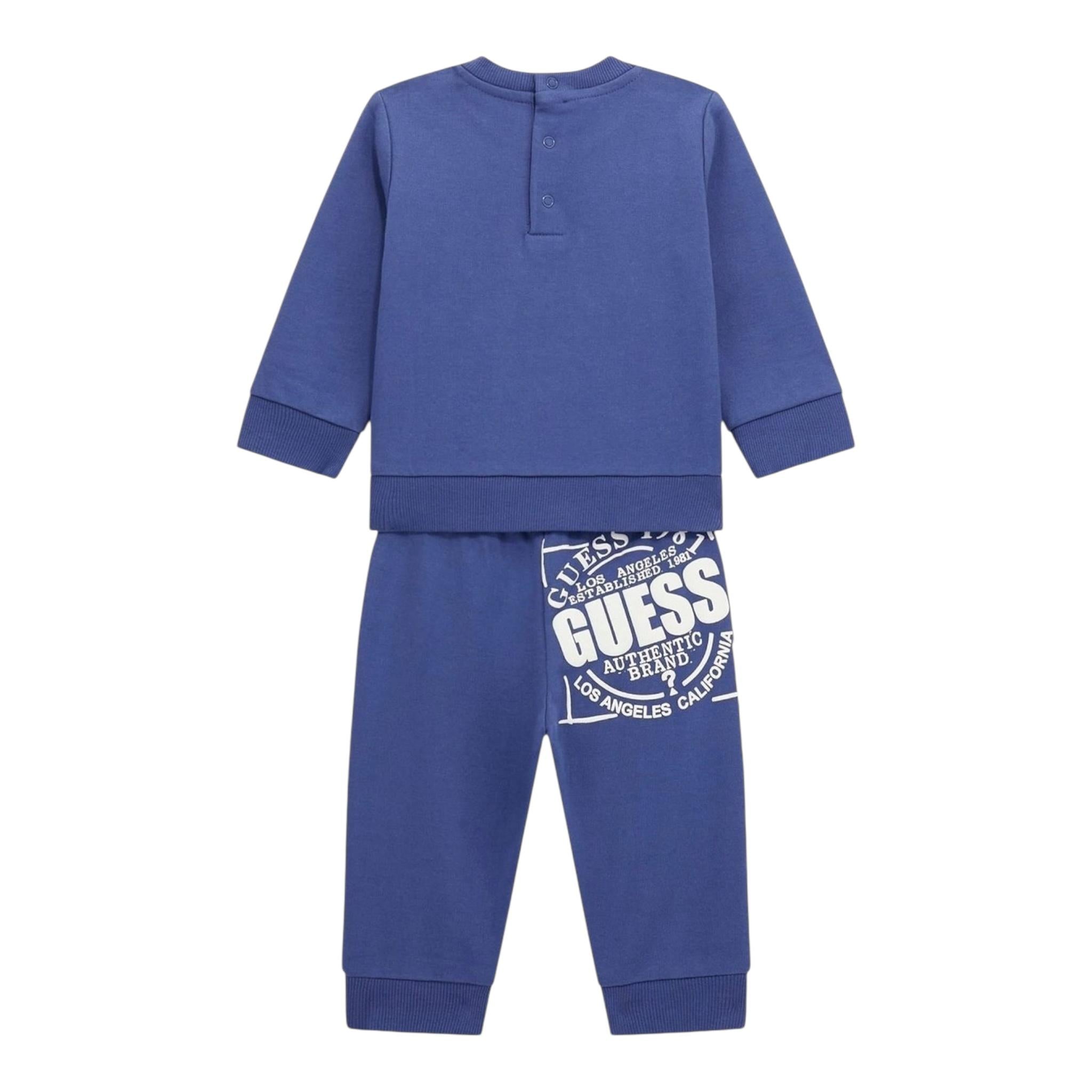 GUESS completo 2 pezzi felpa-pantalone tinta unita Blu per Bambino NY4G14KA6R0 BLU GUESS 