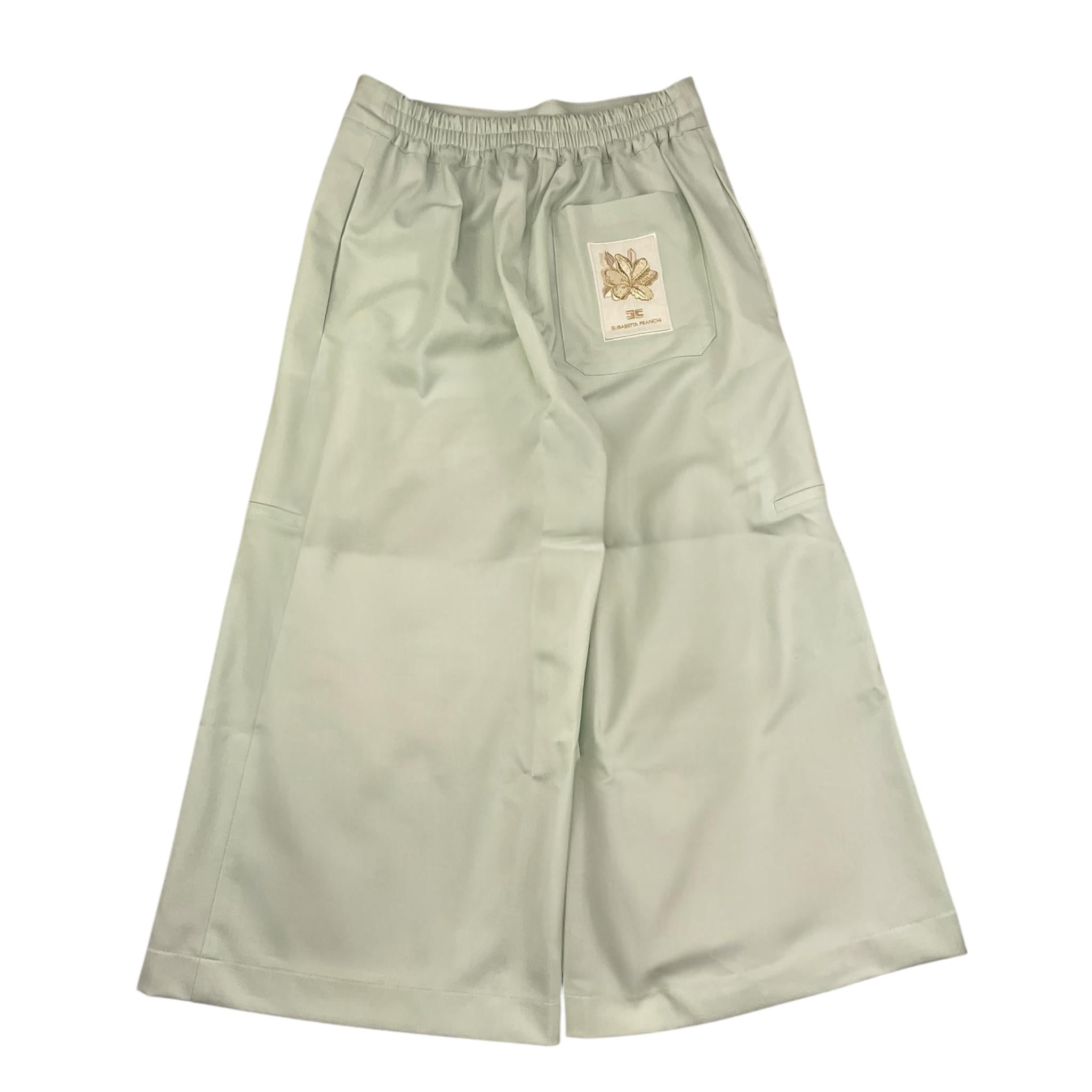 Elisabetta Franchi Pantalone Tinta Unita Modello Palazzo per Bambina EFPA286 VERDE ACQUA ELISABETTA FRANCHI 
