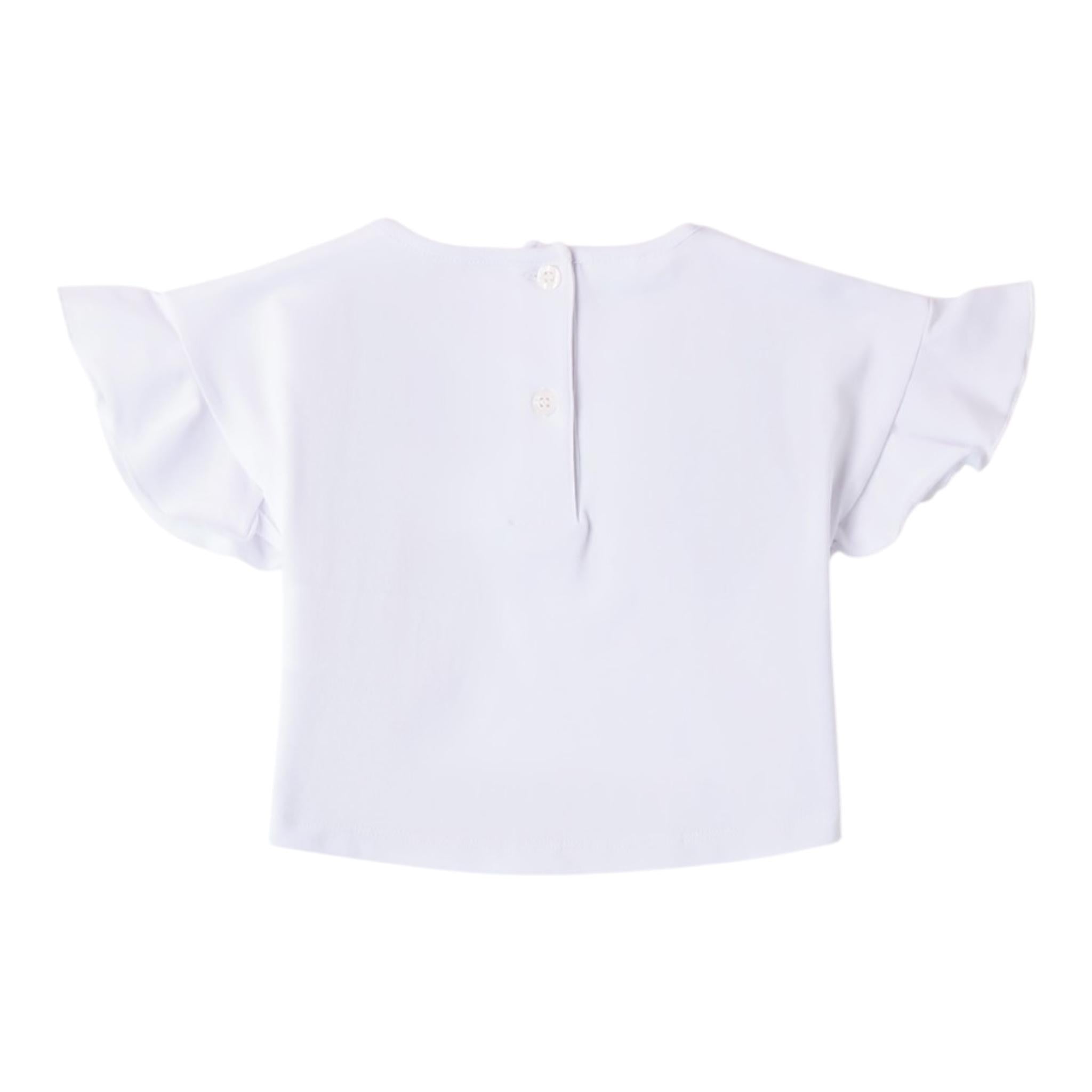 I Do T-Shirt Girocollo Tinta Unita con Applicazioni per Bambina 4B510 BIANCO I DO 