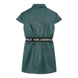 KARL LAGERFELD abito mezza manica tinta unita in ecopelle Verde per Bambina Z30187 VERDE KARL LAGERFELD 
