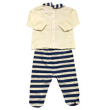 Lalalu‘ Komplettes 2-teiliges Shirt – Ghettina, zweifarbig, Creme/Blau, für Neugeborene