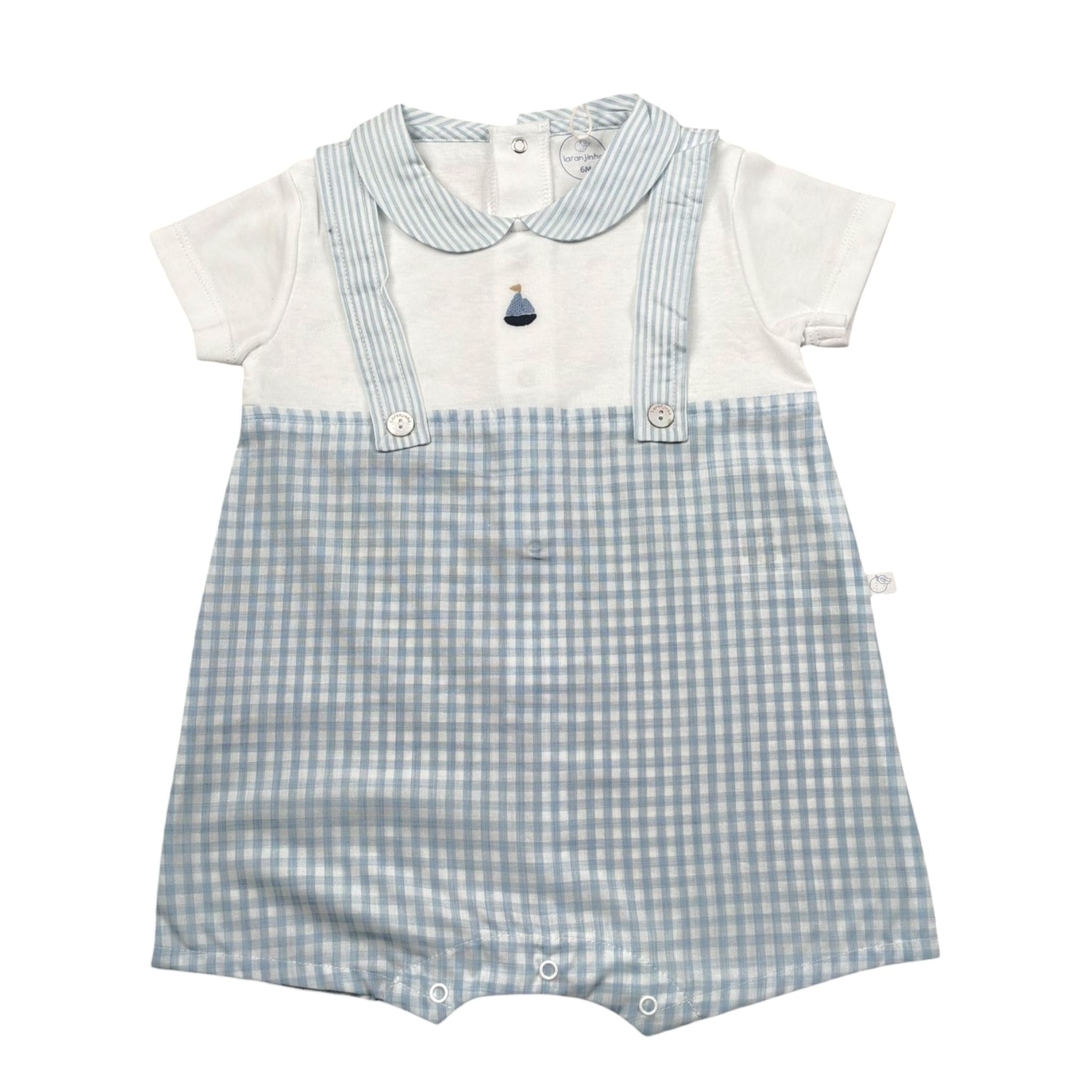 Laranjinha Pagliaccetto Bicolore con Stampa per Neonato 92909V5766R73 BIANCO/AZZURRO LARANJINHA 