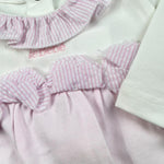 Le Bebe' Tutina Bicolore con Fantasia A Righe per Neonata LBG0549 BIANCO/ROSA LE BEBE' 