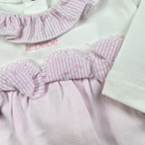 Le Bebe' Tutina Bicolore con Fantasia A Righe per Neonata LBG0549 BIANCO/ROSA LE BEBE' 