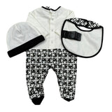 John Richmond Set Tutina-Cappello-Bavette Bicolore per Neonato RLP26001TU NERO JOHN RICHMOND 