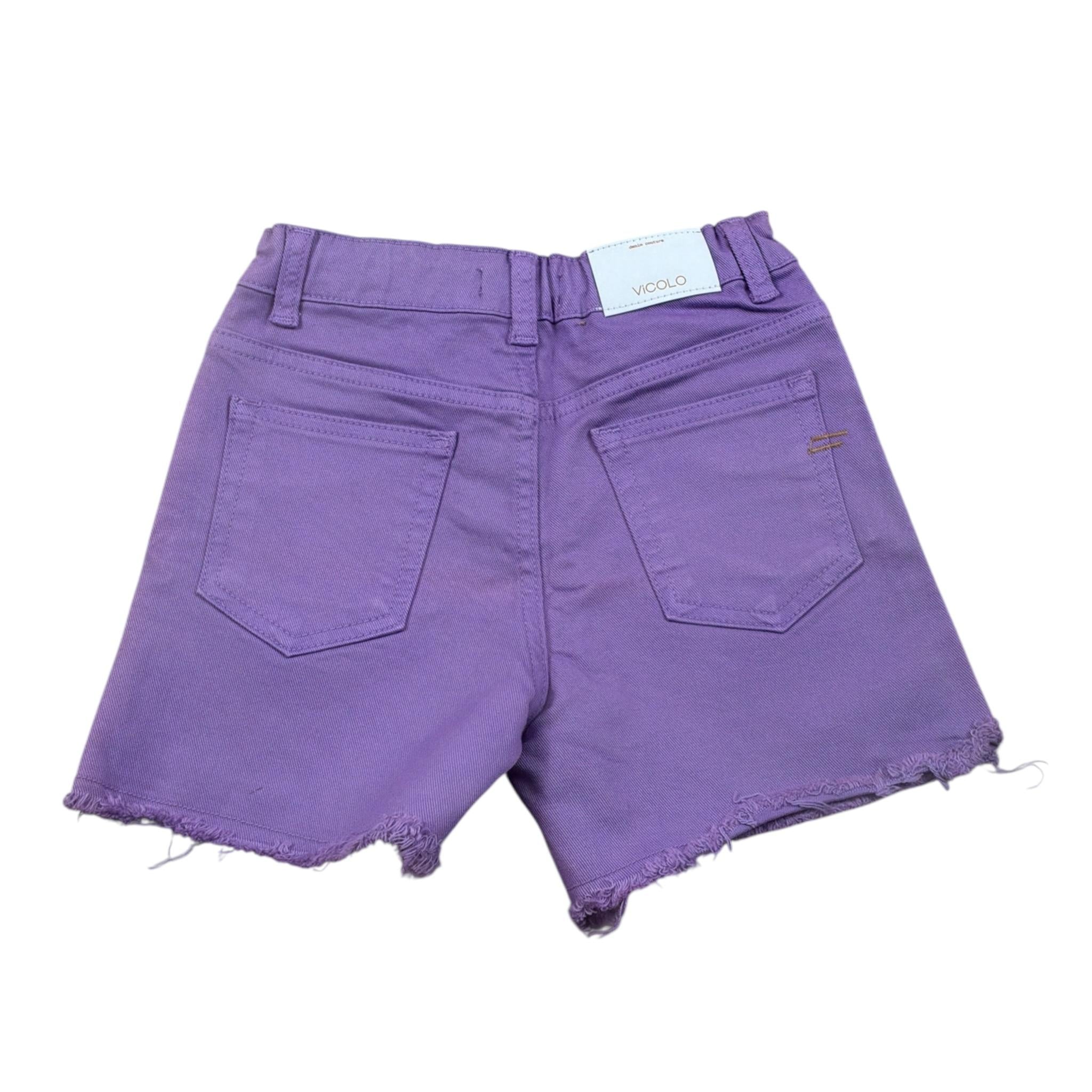 Vicolo Short In Denim tinta unita con Girovita Regolabile Lilla per Bambina 3146S00016X LILLA VICOLO 