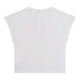Billieblush T-Shirt Tinta Unita Girocollo Con Stampa E Brillantini Bianco Per Neonata