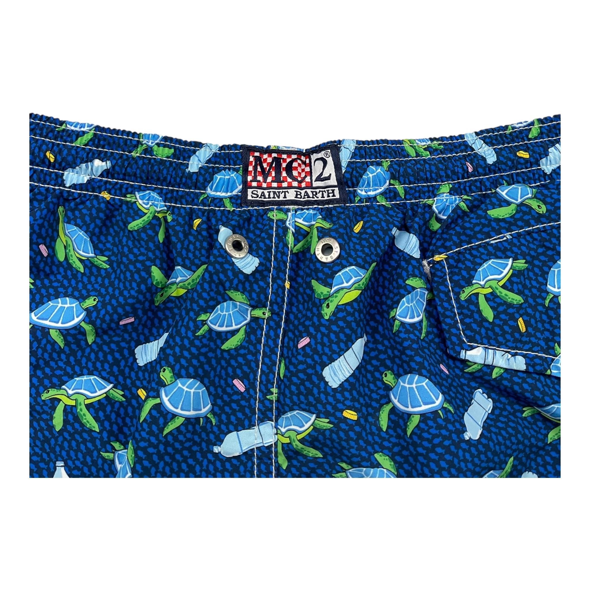 Saint Barth Costume Tinta Unita con Stampe Tartarughe per Bambino CSTMB BLU SAINT BARTH 