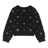 Chiara Ferragni Felpa Girocollo Tinta Unita Con Brillantini Nero Per Bambina