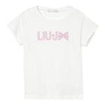 Liu Jo T-Shirt Girocollo Tinta Unita con Brillantini per Bambina KA5081X BIANCO LIU JO 