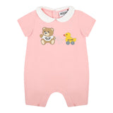 Moschino Pagliaccetto Tinta Unita con Stampa per Neonata MUT03T ROSA MOSCHINO 