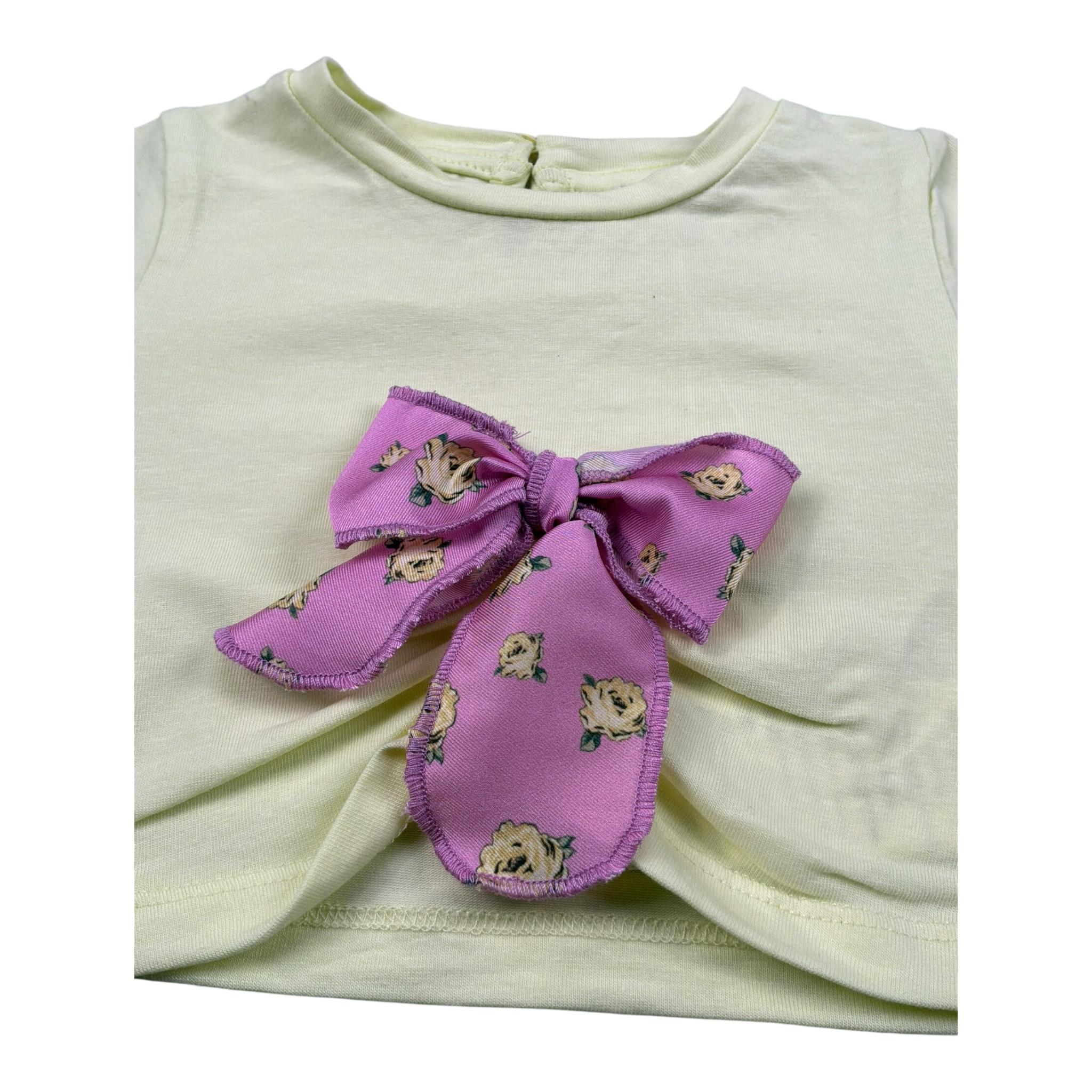 M+E' T-Shirt Girocollo Tinta Unita con Fiocco per Bambina UE1747 GIALLO M+E' 