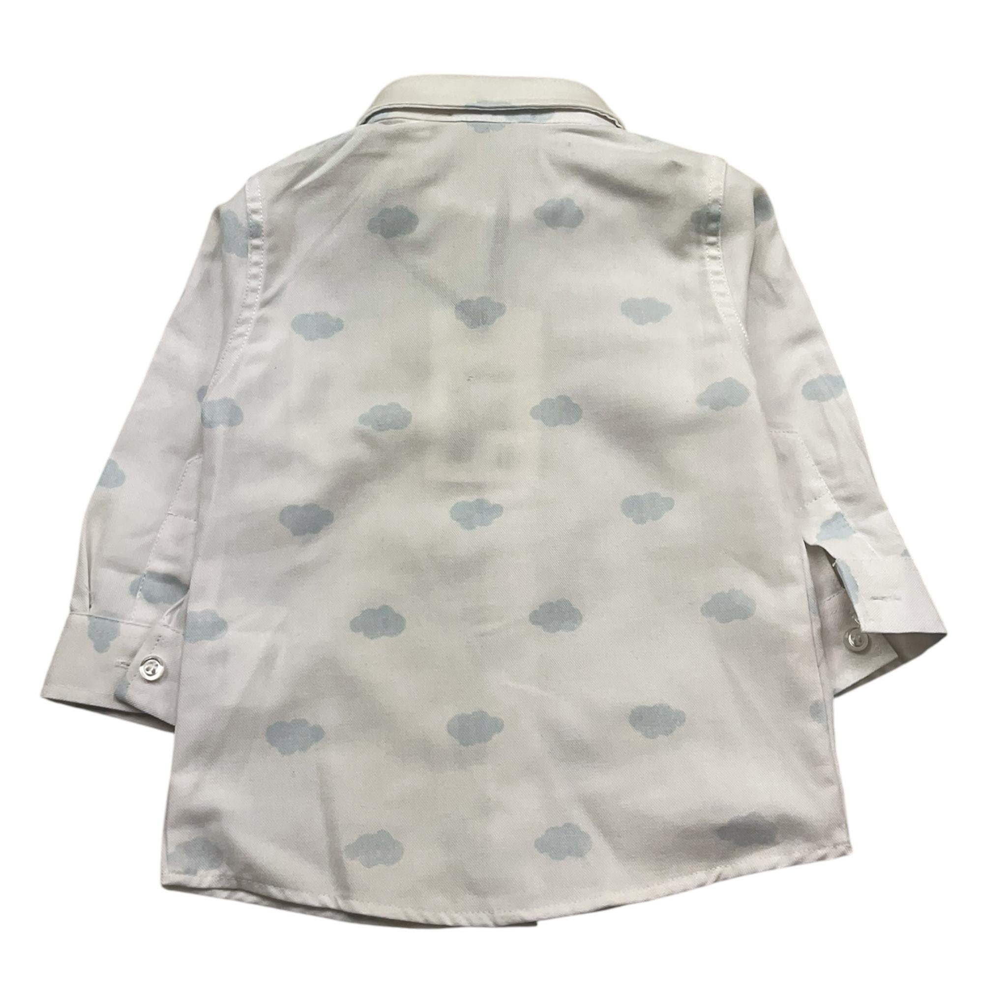 Ambaraba Camicia Manica Lunga Tinta Unita con Stampa Nuvole per Neonato FM36167 BIANCO AMBARABA 