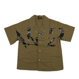N°21 Camicia Tinta Unita Mezza Manica Con Stampa Verde Per Bambino