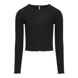 ONLY maglia tinta unita girocollo a costine Nero per Bambina 15326388 NERO ONLY 