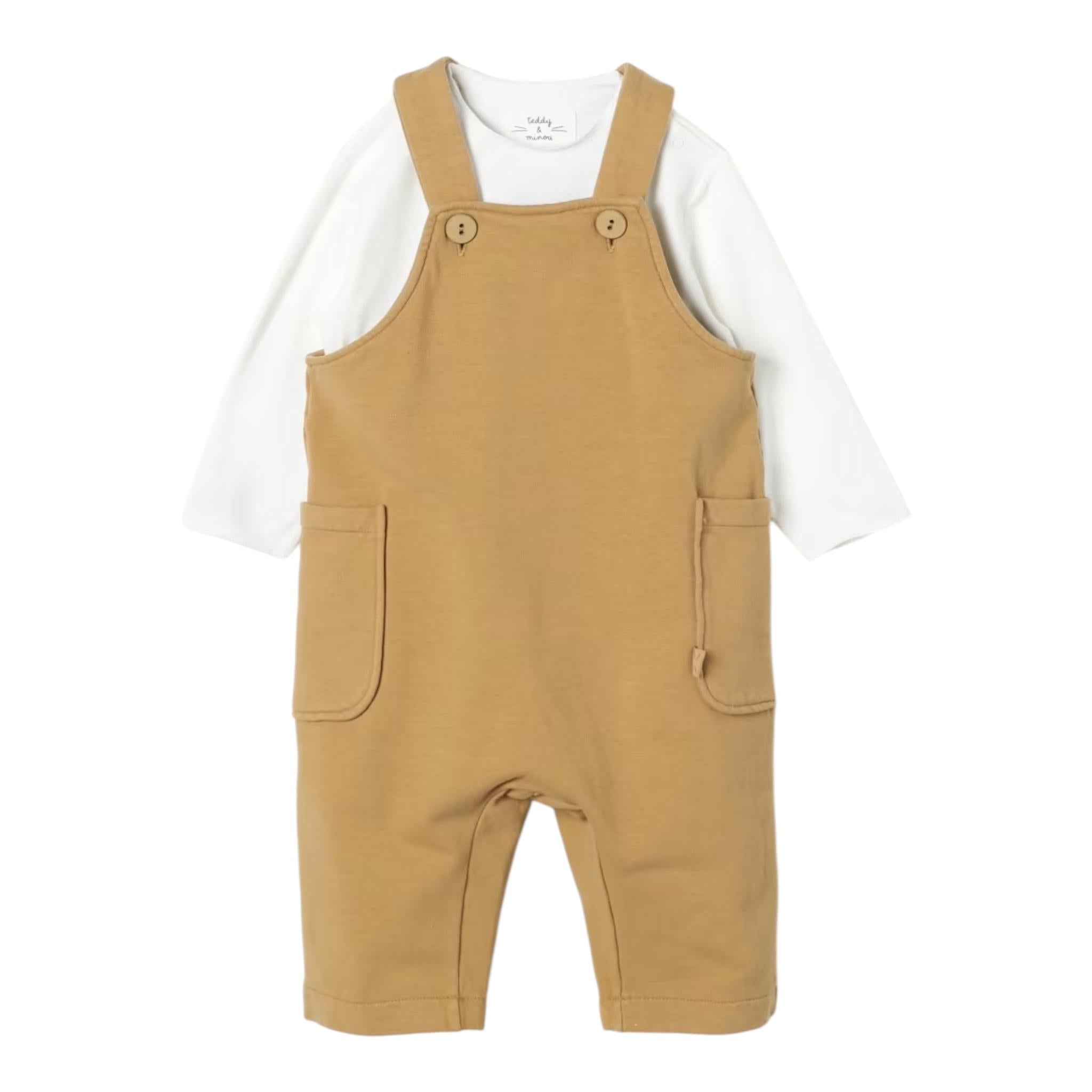 TEDDY E MINOU completo 2 pezzi shirt-salopette Beige per Neonato I24CP059M7015 BEIGE TEDDY E MINOU 