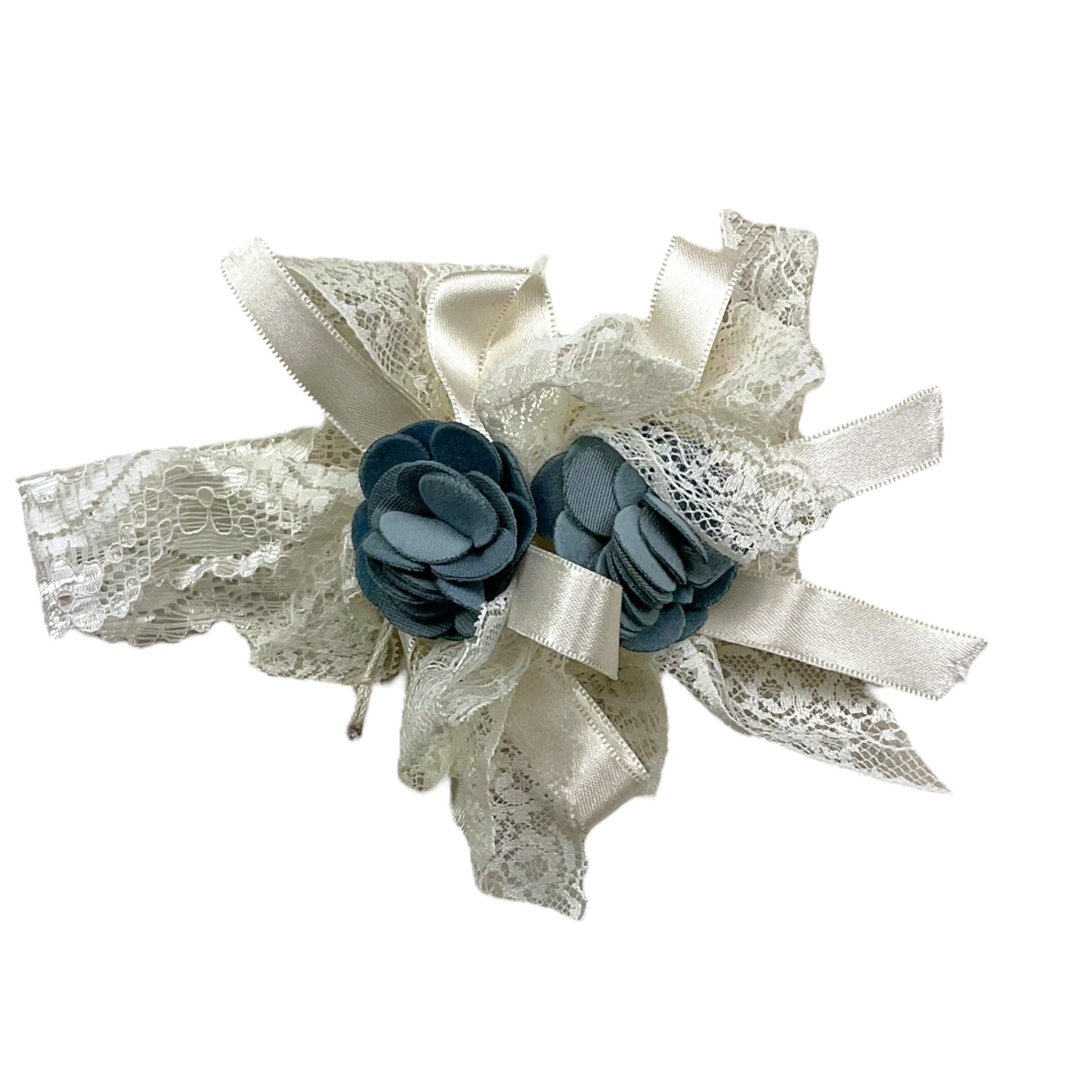 MARLU' fascia tinta unita con ricami e fiore Bianco per Neonata IH801FAT BIANCO MARLU' 