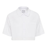 Dou Dou Camicia Modello Crop Tinta Unita Con Tascone Bianco Per Bambina