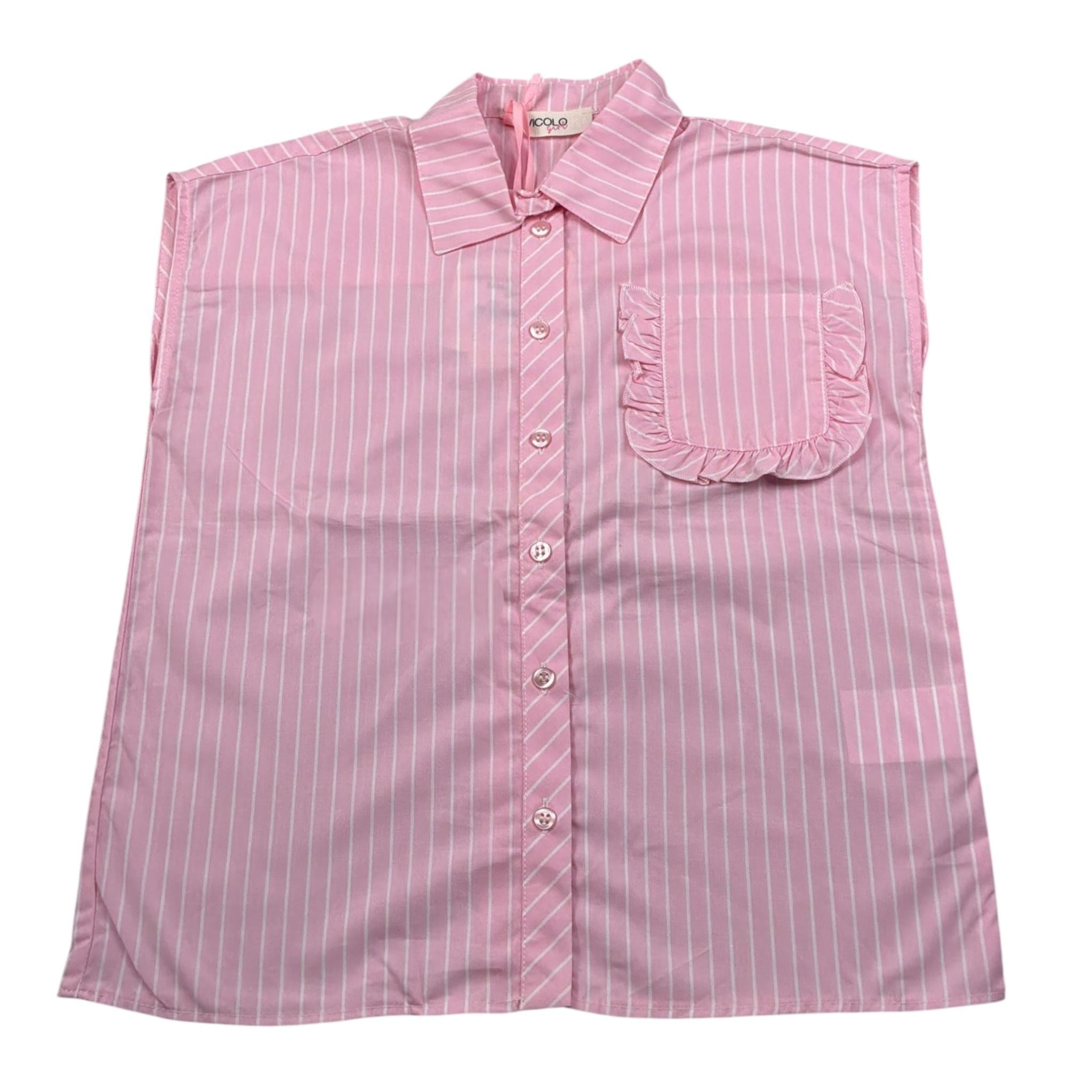 Vicolo Camicia Giromanica tinta unita con Taschino Rosa per Bambina 3146C0779 ROSA VICOLO 