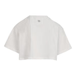 Dou Dou T-Shirt Girocollo Tinta Unita Modello Crop per Bambina DW8A51 BIANCO DOU DOU 