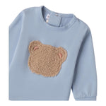 MINI BANDA shirt girocollo tinta unita con orso Azzurro per Neonato 3A617 AZZURRO MINI BANDA 