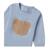 MINI BANDA shirt girocollo tinta unita con orso Azzurro per Neonato 3A617 AZZURRO MINI BANDA 