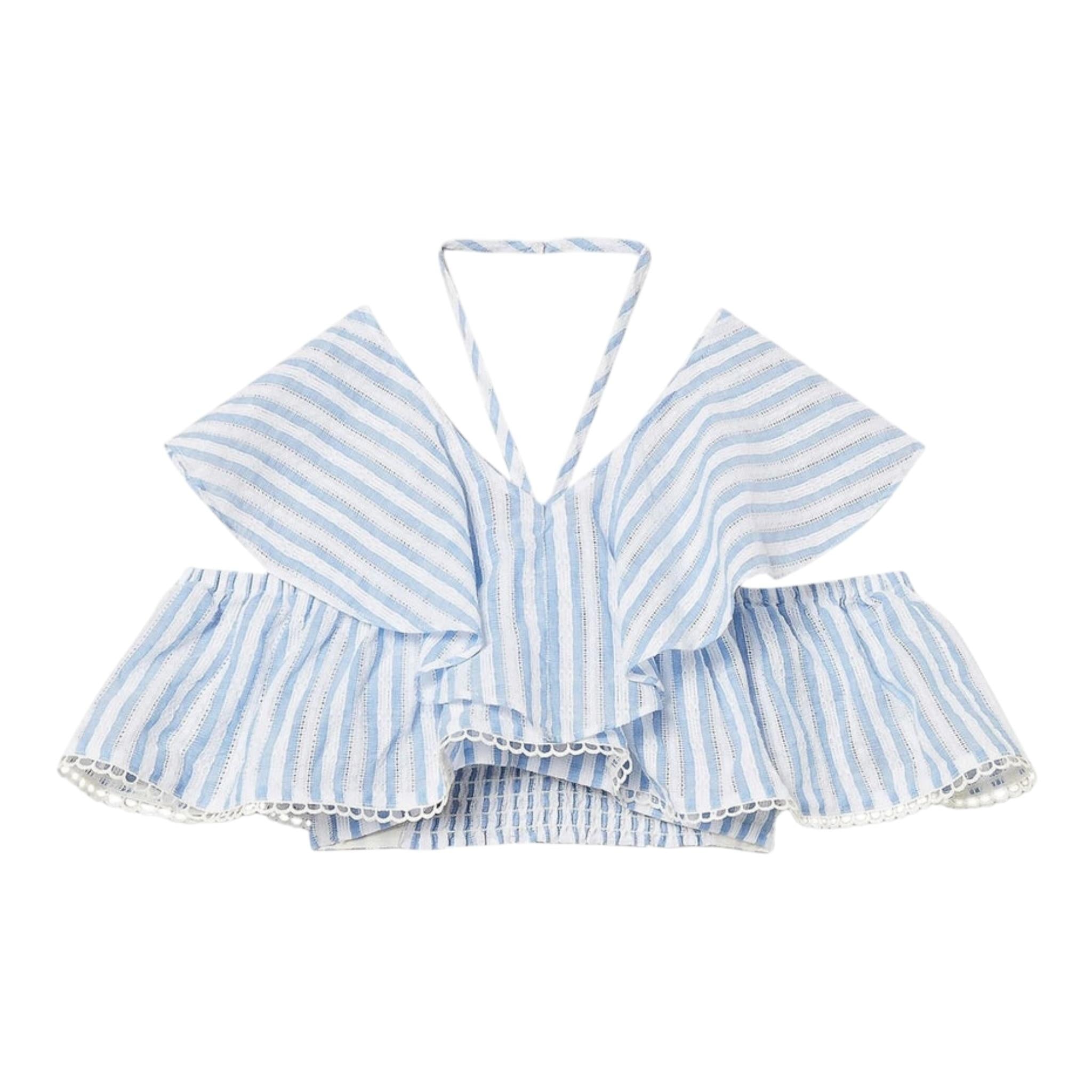 Twinset Top Bicolore con Fantasia A Righe per Bambina 251GJ2471X BIANCO TWINSET 