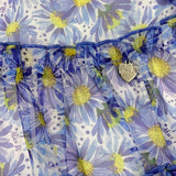 Alice Pi Einfarbiges Kleid mit blauem Blumenmuster für Baby Mädchen