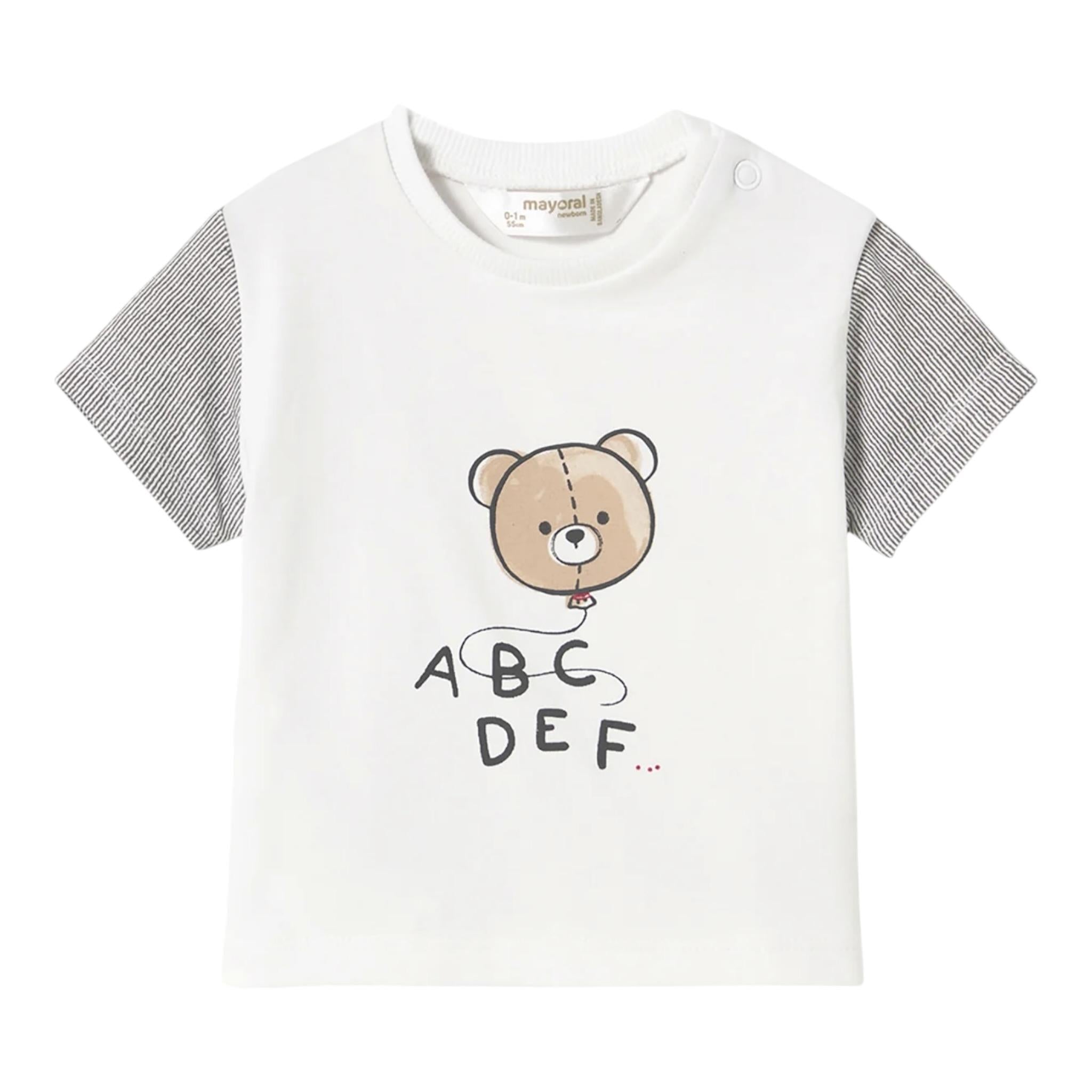Mayoral T-Shirt Girocollo tinta unita con Stampa In Contrasto Bianco per Neonato 1037X BIANCO MAYORAL 
