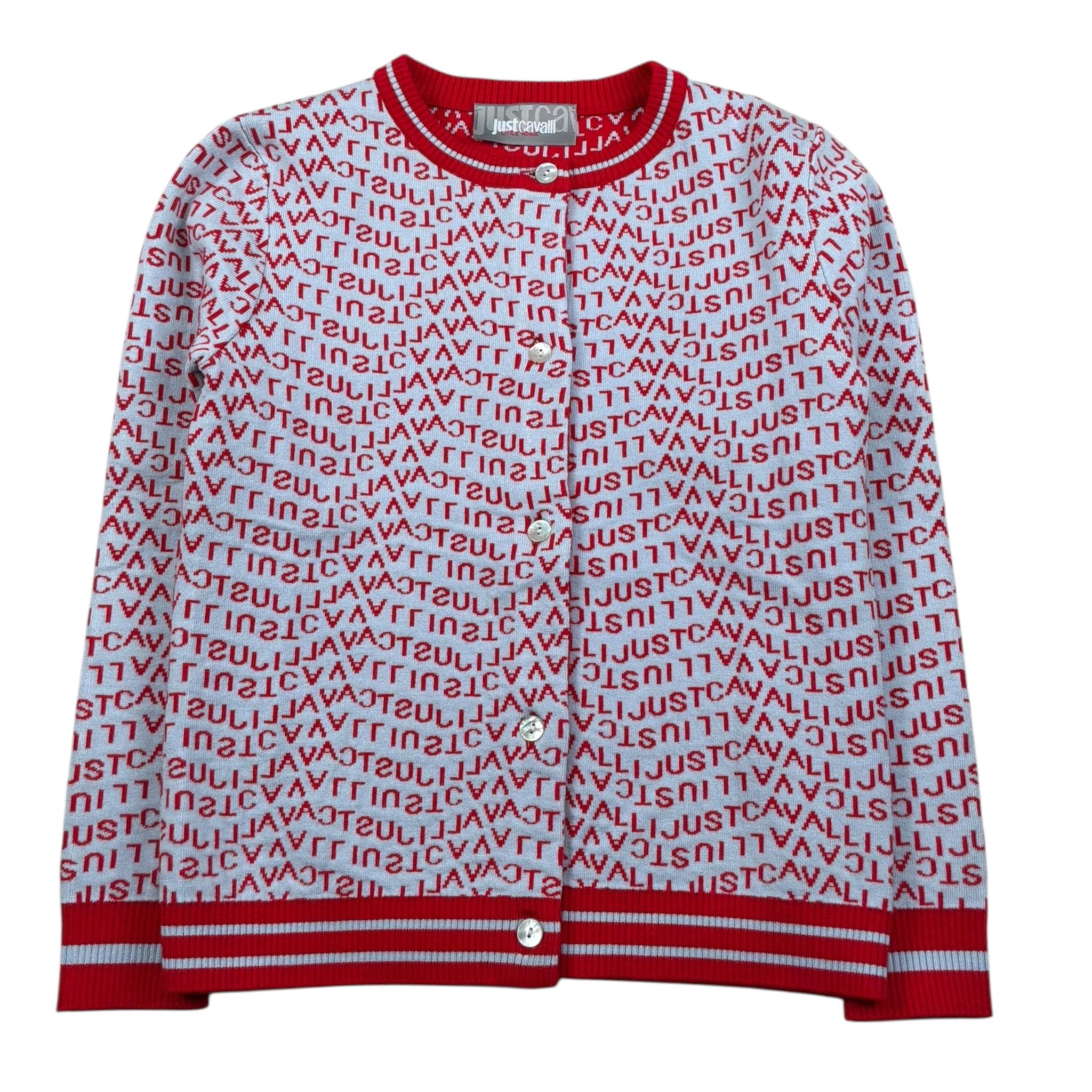 Just Cavalli Cardigan Tinta Unita con Stampe Logo per Bambina JGP26152CD BIANCO JUST CAVALLI 