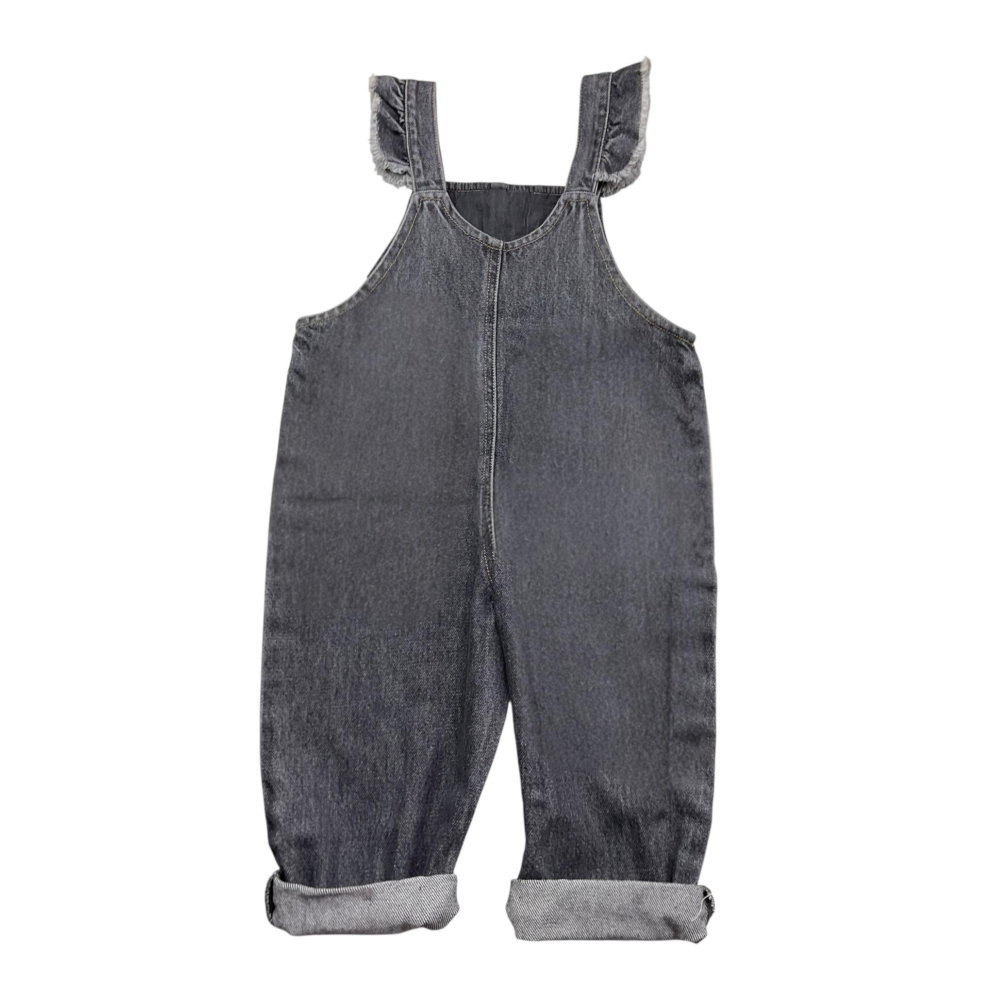 PLAY UP salopette tinta unita in denim Nero per Bambina PA022AP11503 NERO PLAY UP 