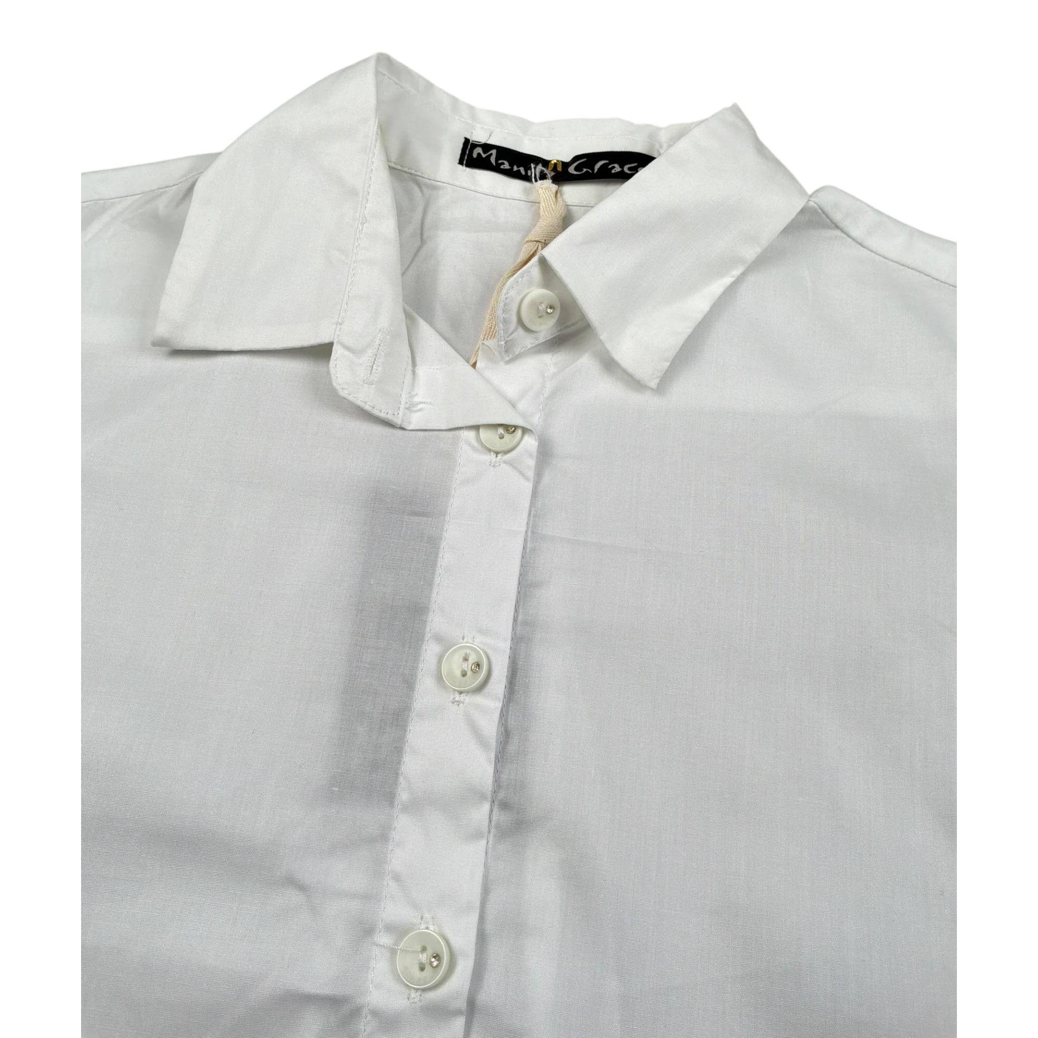 Manila Grace Camicia Manica Lunga Tinta Unita per Bambina MG2636 BIANCO MANILA GRACE 
