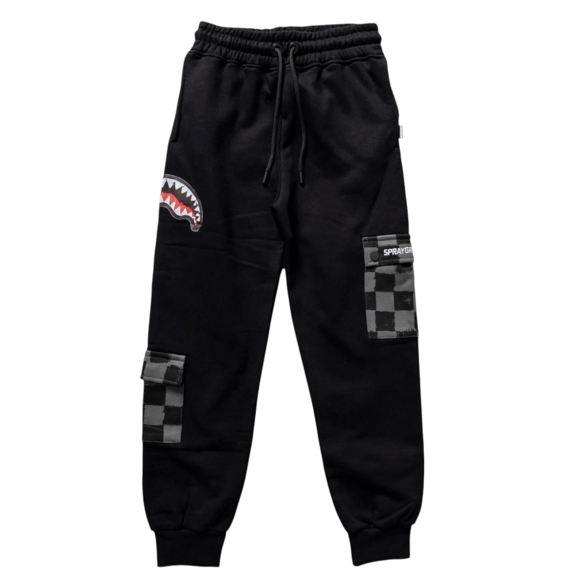Sprayground Pantalone Tuta Tinta Unita con Stampa per Bambino SPY1152GREY NERO SPRAYGROUND 