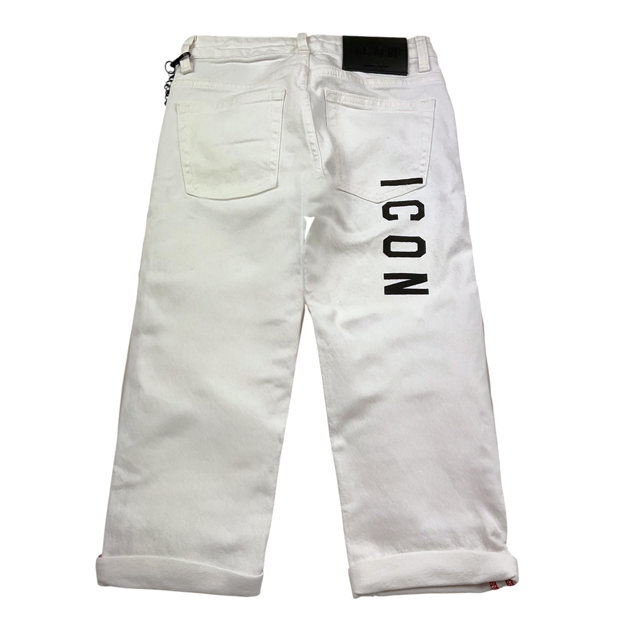 Icon Jeans Tinta Unita con Girovita Regolabile per Bambino IBDT0044603 BIANCO ICON 