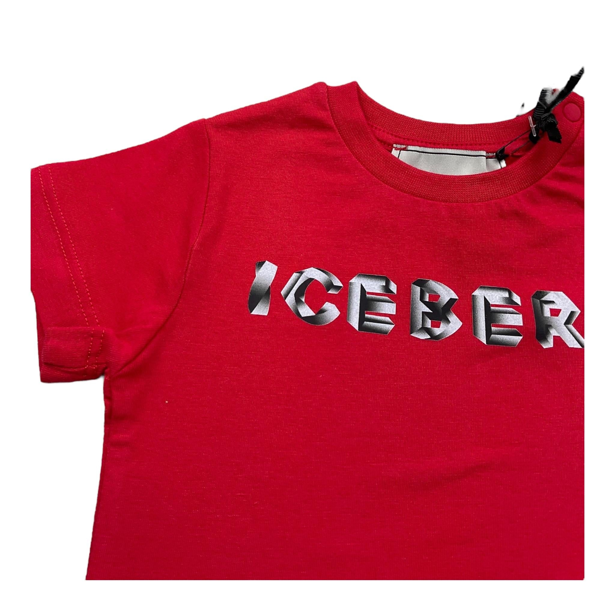 Iceberg T-Shirt Girocollo Tinta Unita con Logo per Neonato TISCE5108B ROSSO ICEBERG 