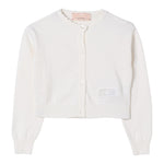 Elisabetta Franchi Cardigan Tinta Unita con Stampa Logo per Bambina EFMA163 PANNA ELISABETTA FRANCHI 