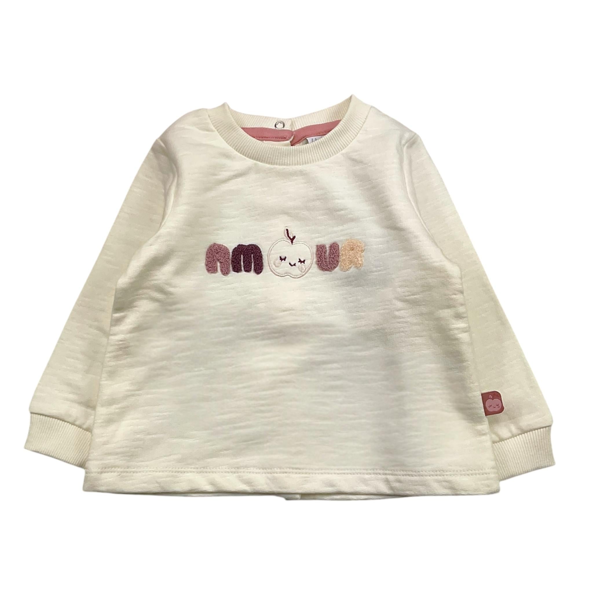 YATSI BABY completo 2pz pantalone-felpa tinta unita con stampa Panna per Neonata 24441510 PANNA YATSI BABY 