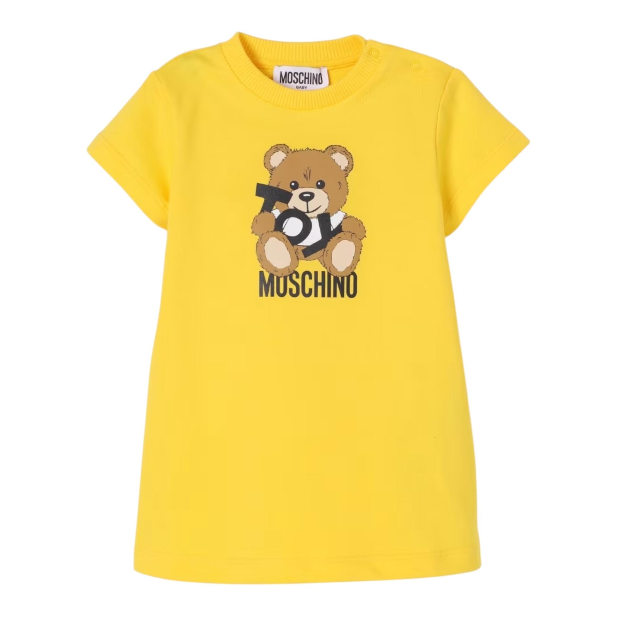 Moschino Abito Girocollo Tinta Unita con Stampa per Neonata MDV0C9X GIALLO MOSCHINO 