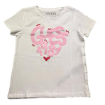 Guess T-Shirt Girocollo Tinta Unita con Logo per Bambina K5RI02K6YW4 BIANCO GUESS 