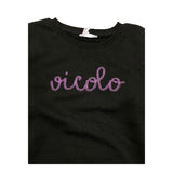 Vicolo Felpa Chiusa Girocollo Tinta Unita con Logo per Bambina 3141F0759 NERO VICOLO 