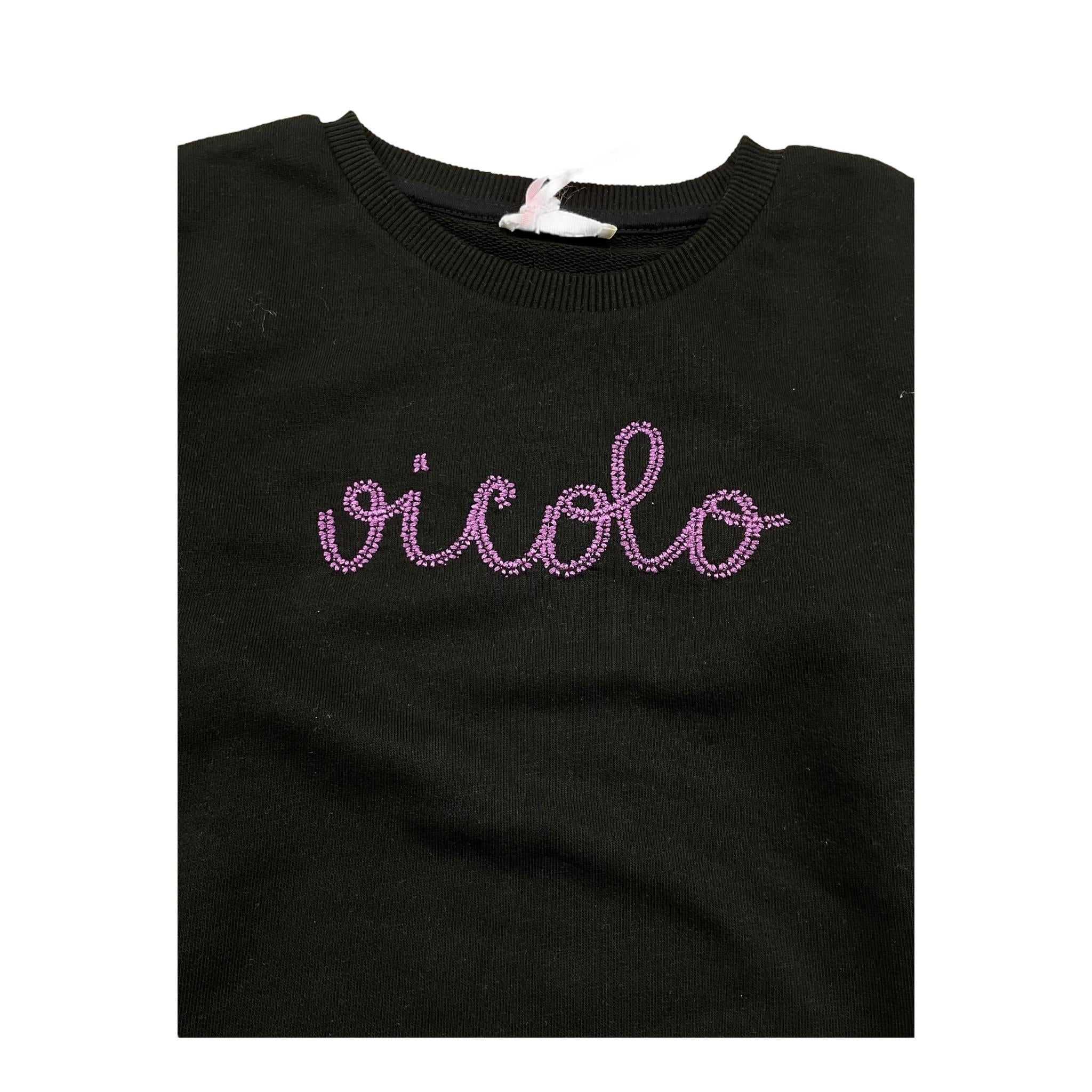 Vicolo Felpa Chiusa Girocollo Tinta Unita con Logo per Bambina 3141F0759 NERO VICOLO 