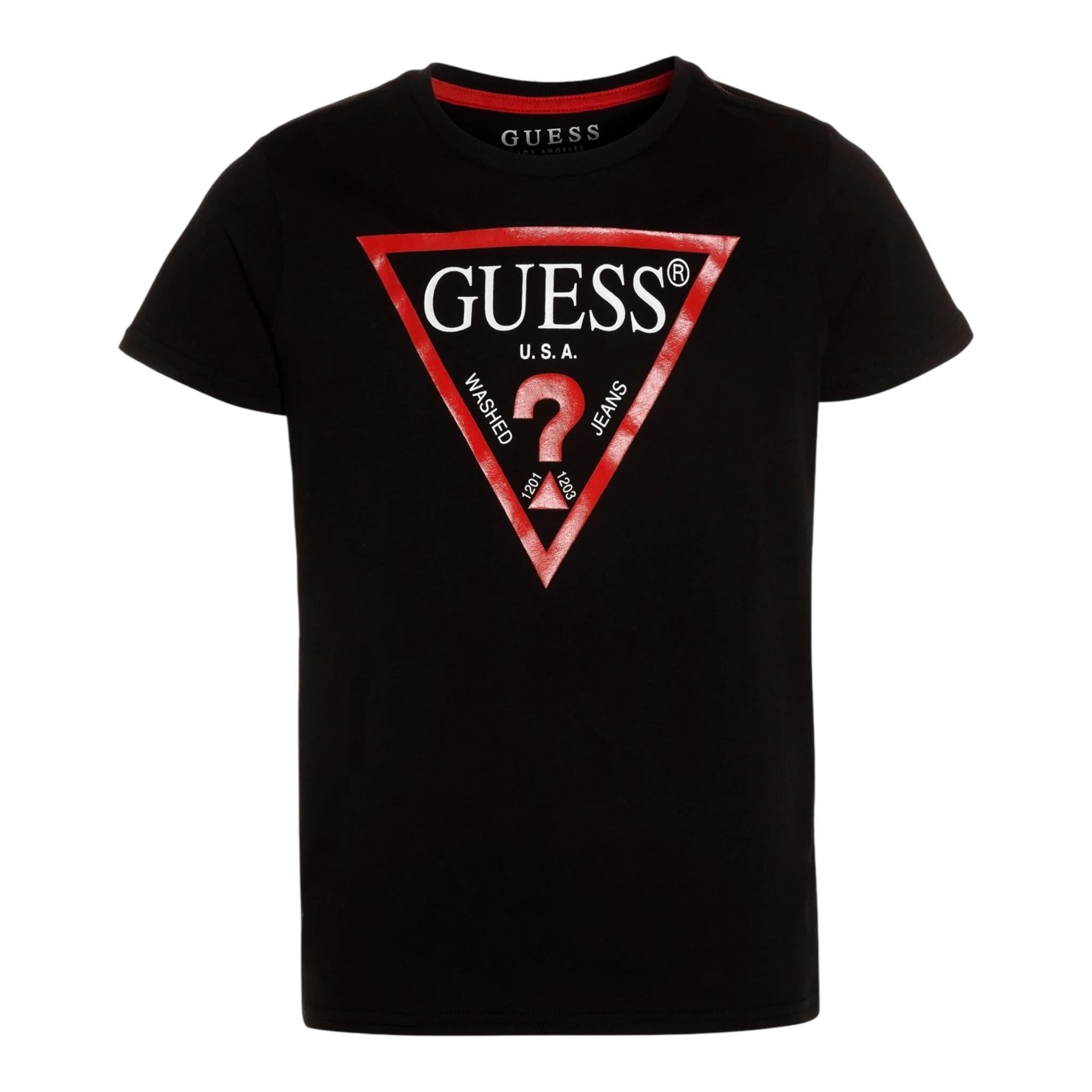 Guess T-Shirt Tinta Unita con Logo per Bambino L73I55K8HM0 NERO GUESS 