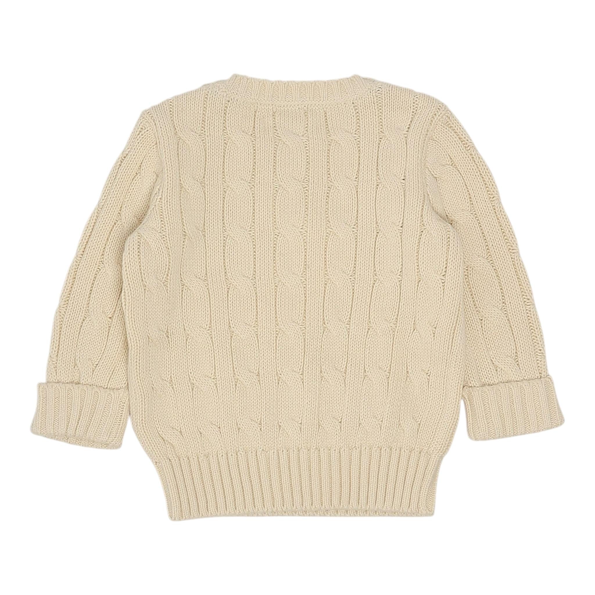RALPH LAUREN maglia girocollo tinta unita con ricamo logo Crema per Neonato 322702674068 CREMA RALPH LAUREN 