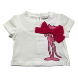 M+E' T-Shirt Girocollo Tinta Unita con Stampa In Contrasto Bianco per Neonata