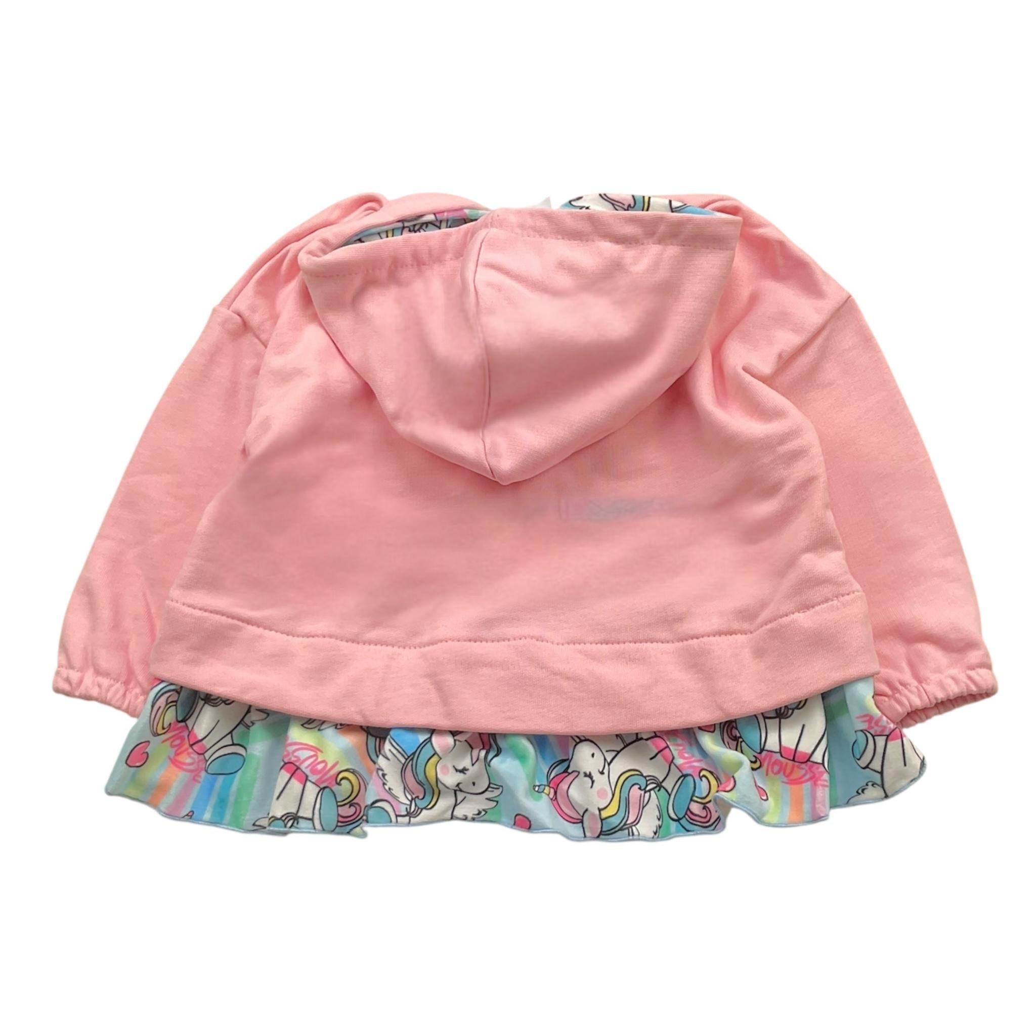 MOUSSE felpa tinta unita con zip e cappuccio Rosa per Bambina HKZR361P ROSA MOUSSE 