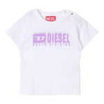 Diesel T-Shirt Girocollo tinta unita con Logo Bianco per Bambina K00569AJ BIANCO DIESEL 
