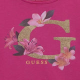 Guess T-Shirt Girocollo Tinta Unita con Stampa per Bambina K5GI08K6YW4X MAGENTA GUESS 