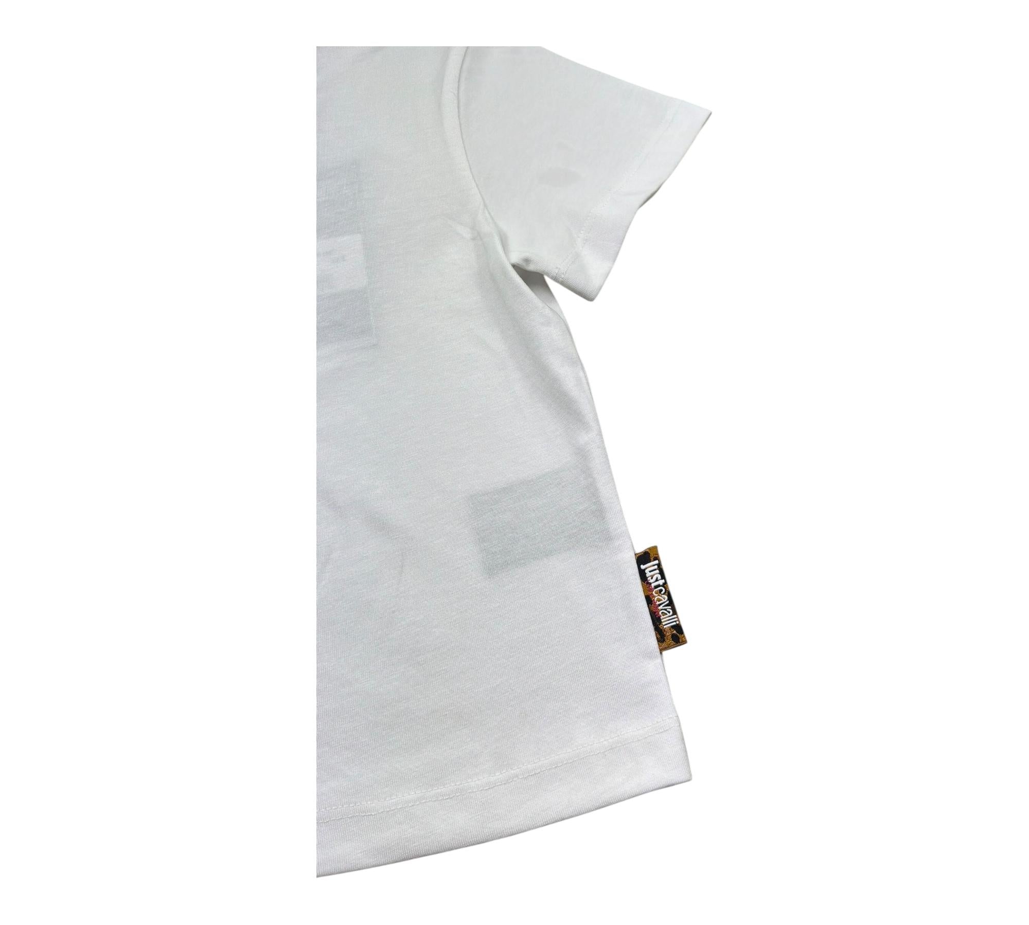 Just Cavalli T-Shirt Girocollo Tinta Unita con Logo per Bambina JGP26185TS BIANCO JUST CAVALLI 