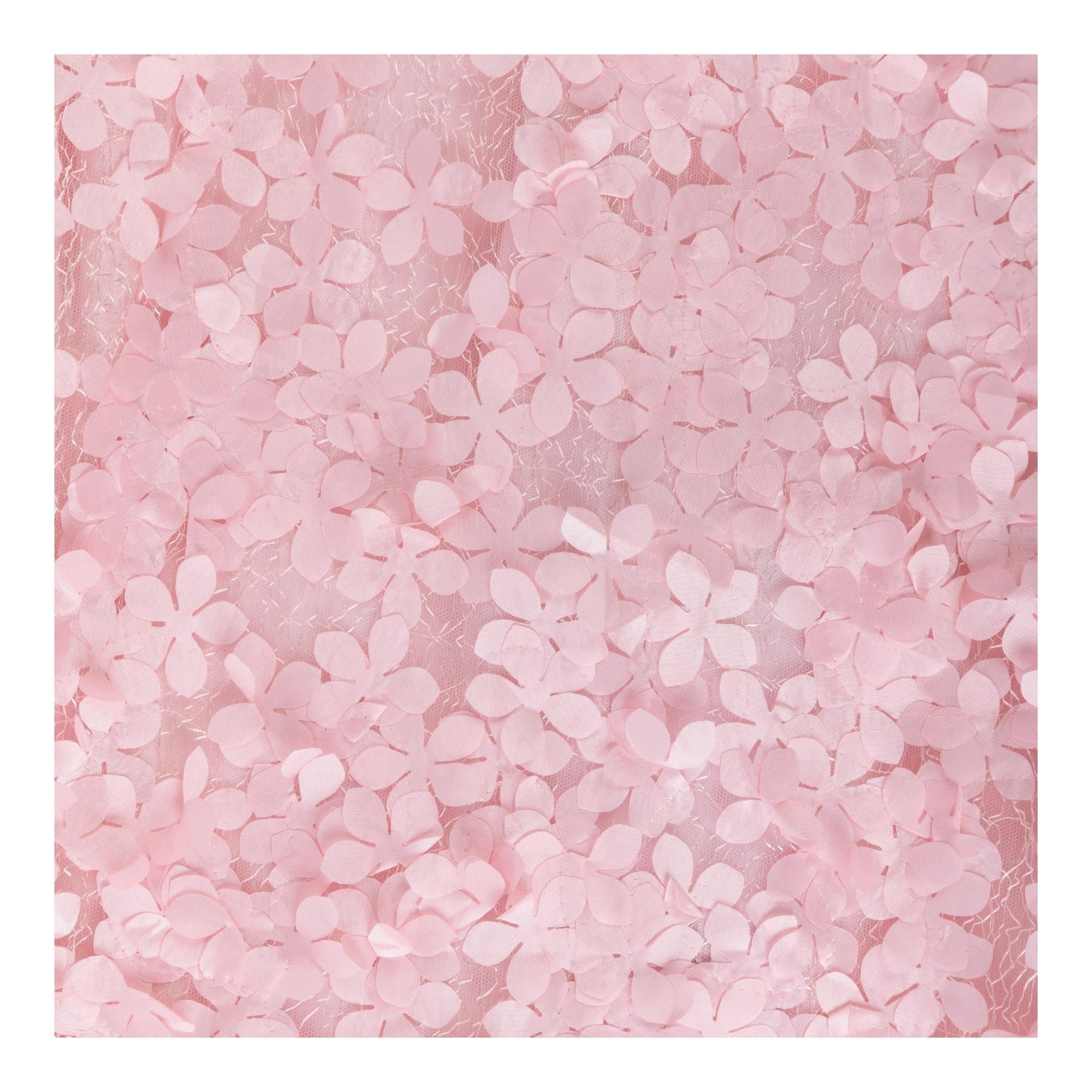 Mimisol Abito Manica Lunga Tinta Unita con Applicazioni Fiori per Bambina MFAB646 ROSA MIMISOL 