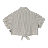 Aspesi Camicia Mezza Manica Modello Crop Tinta Unita Con Fantasia A Righe Grigio Per Bambina